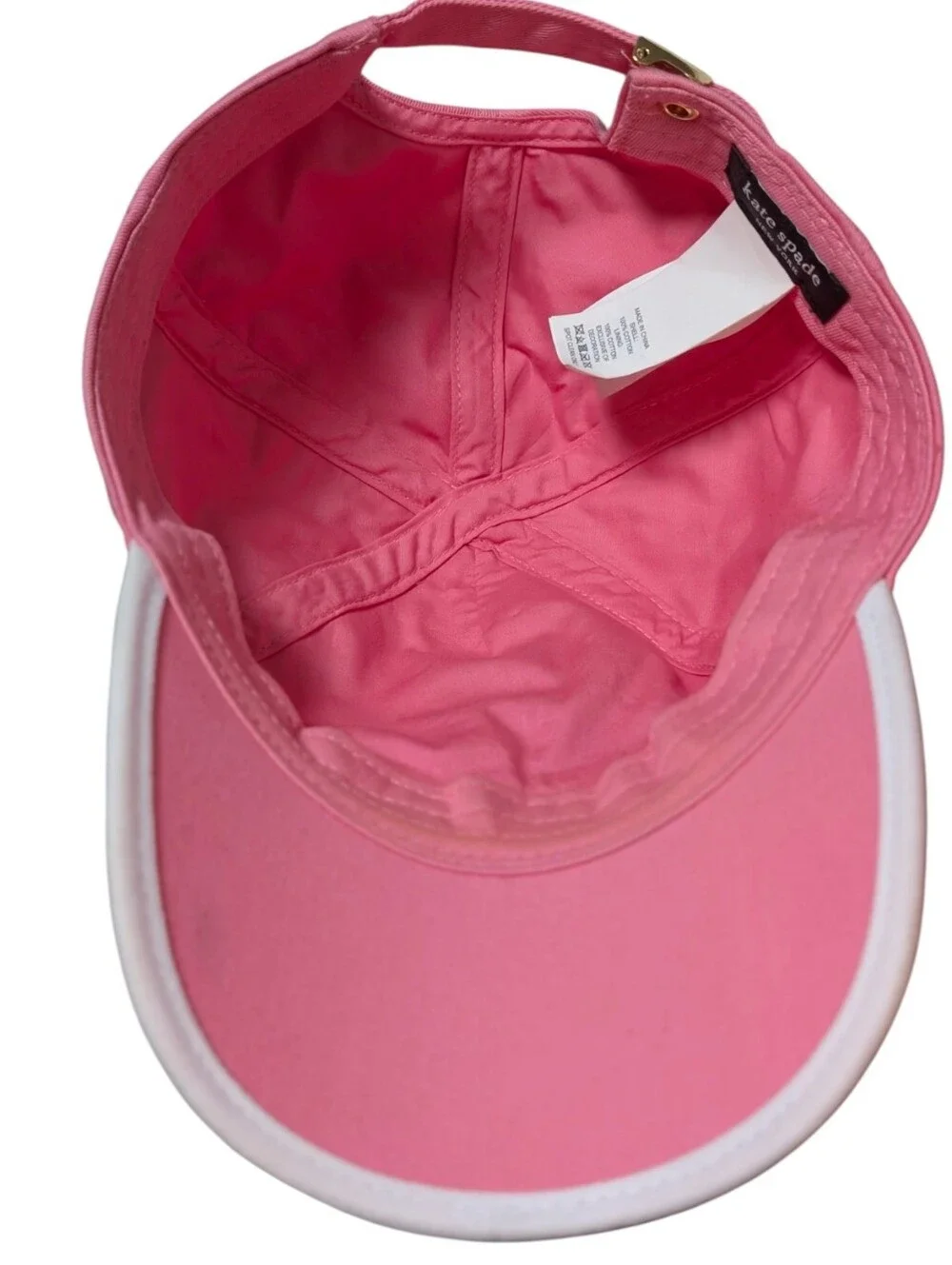 New Kate Spade ♠️ Stacked Logo Baseball Cap Pink White Trim
